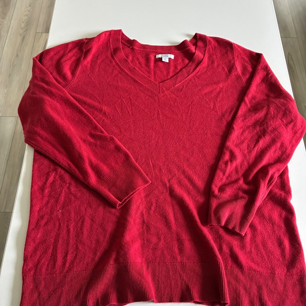Croft & Barrow Women's Plus Red V Neck Long Sleeve Sweater Size‎ 2X